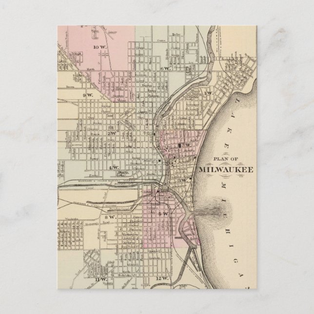 Carte vintage de Milwaukee (1880) (Devant)