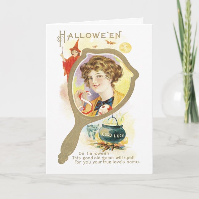 Carte Vintage de miroir de bonne chance (Devant)