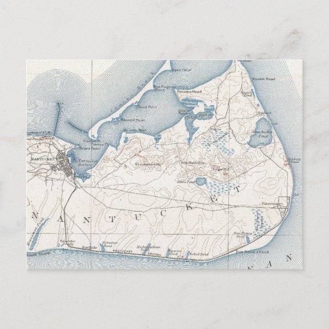 Carte vintage de Nantucket (1919) (Devant)