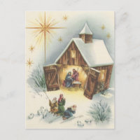 Carte vintage de nativité de Noël