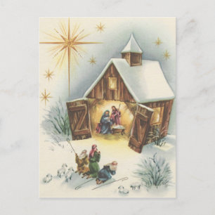 Carte vintage de nativité de Noël