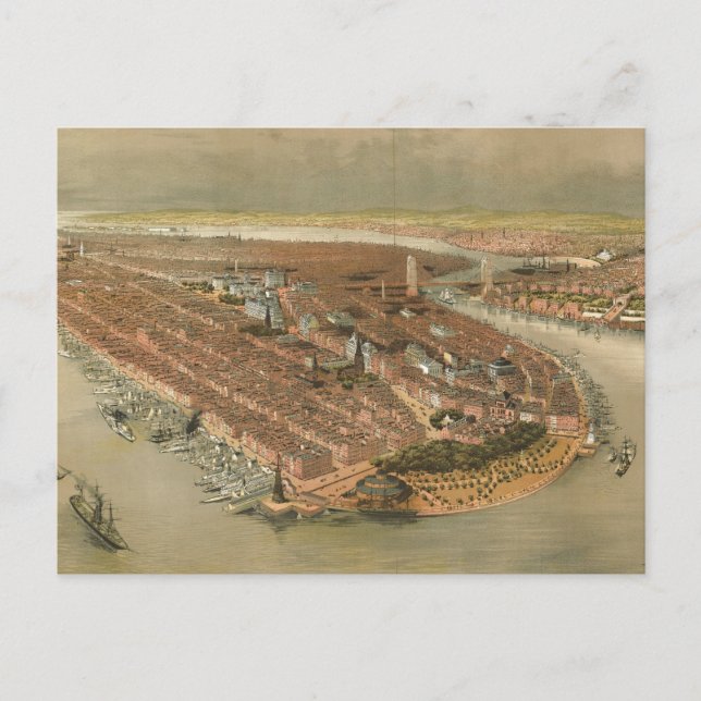 Carte vintage de New York (1874) (Devant)