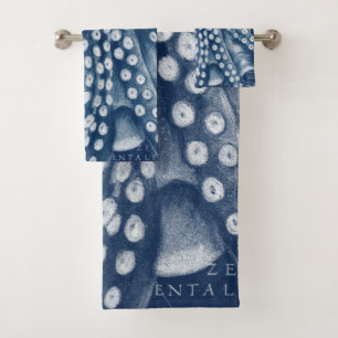 Carte Vintage de poulpe bleue Chic