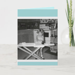 Carte vintage de repassage pour fille des années 1