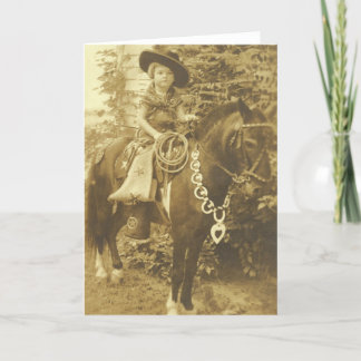 CARTE vintage DE REPRÉSENTATION RODÉO COWGIRL
