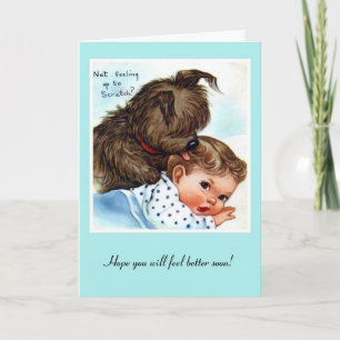 Carte vintage de rétablissement pour chiot et bébé