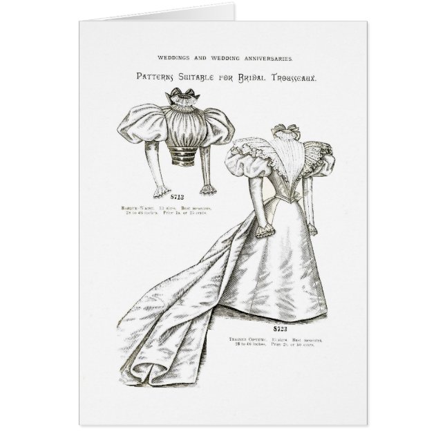 Carte vintage de robe de mariage (Devant)