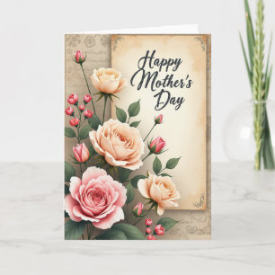Carte vintage de roses pour la fête des mères