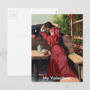 Carte vintage de Saint-Valentin couple s'embrassan