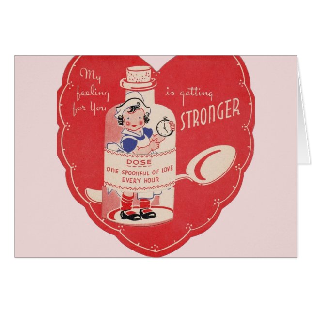 Carte vintage de Saint-Valentin de médecine (Devant horizontal)