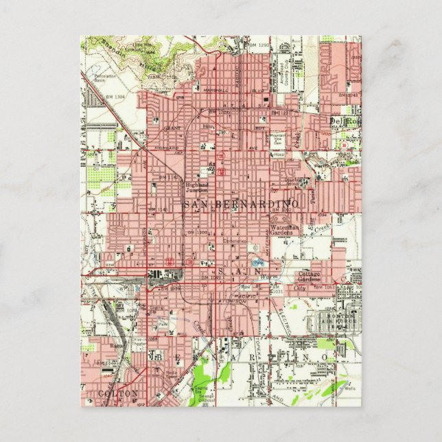 Carte vintage de San Bernardino California (1954) (Devant)