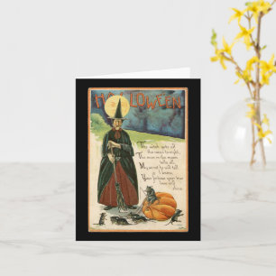 Carte vintage de sorcière d'Halloween