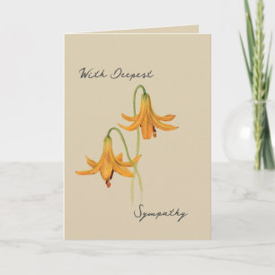 Carte vintage de Sympathie botanique Lily Aquarell