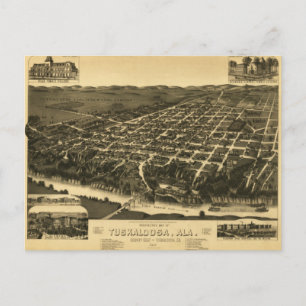 Carte vintage de Tuscaloosa, Alabama (1887)