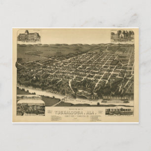 Carte vintage de Tuskaloosa, Alabama - 1887