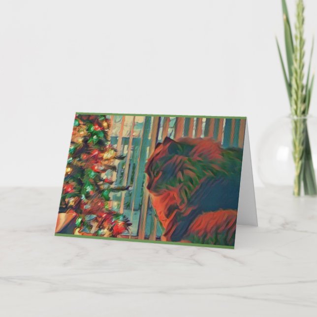 Carte vintage de vacances de chat de Noël (Devant)