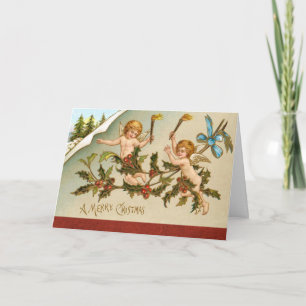 Carte vintage de vacances de Noël d'anges d'ange