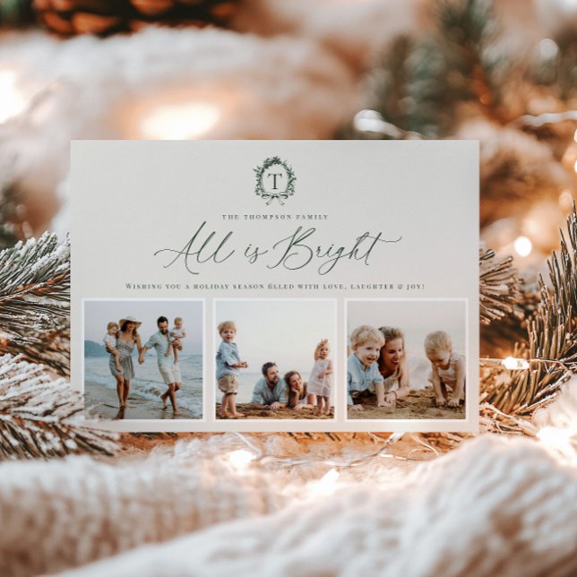 Carte vintage de vacances photo Monogramme 3 (Créateur téléchargé)