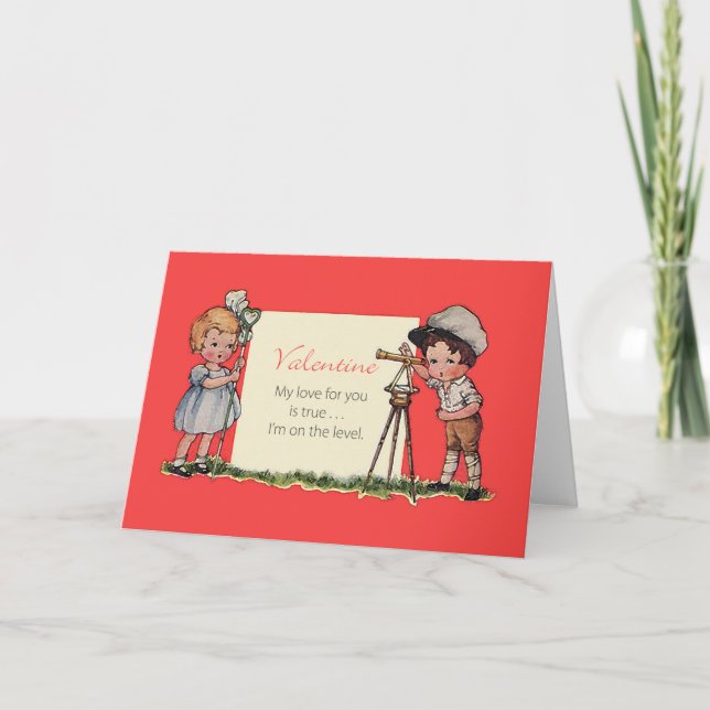 Carte vintage de Valentine d'arpenteur de terre (Devant)