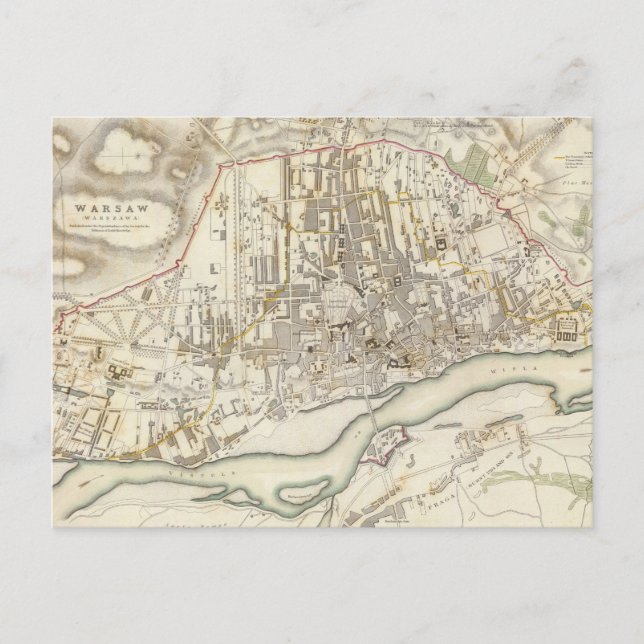 Carte vintage de Varsovie Pologne (1831) (Devant)