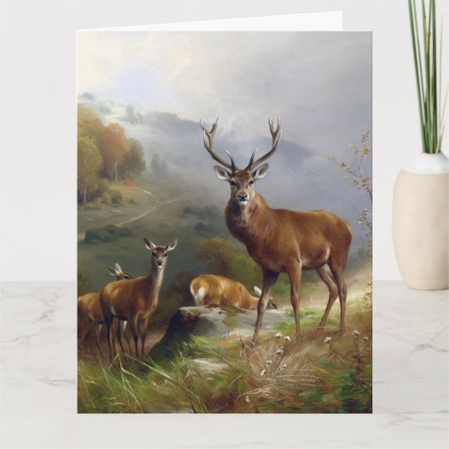 Carte Vintage Deer Stag - Animaux Vieux Illustration Art (Devant)