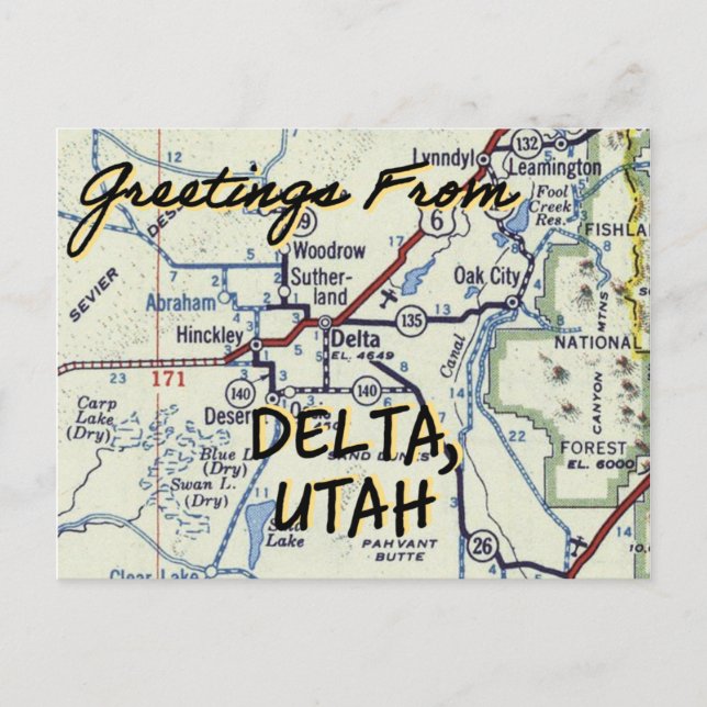 Carte Vintage Delta Utah (Devant)