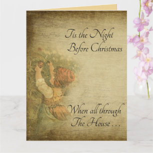 Carte Vintage déprimée Tis Nuit avant Noël