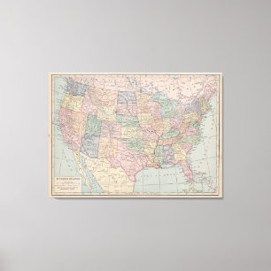 Carte vintage des Etats-Unis sur la toile