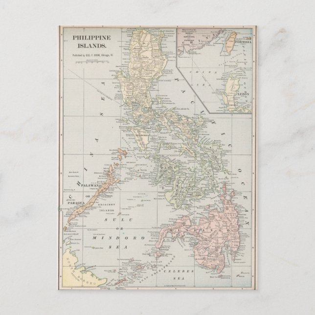 Carte vintage des îles Philippines (1901) (Devant)