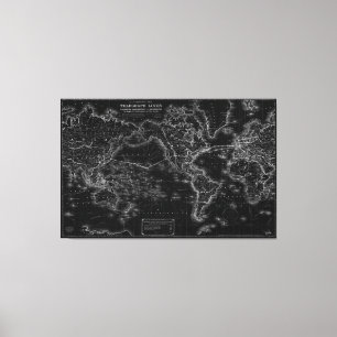Carte vintage des lignes de télégraphe toile d'aff