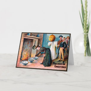 Carte vintage des traditions d'Halloween victorien