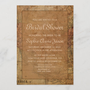 Carte vintage Destination Bridal Shower Invitation