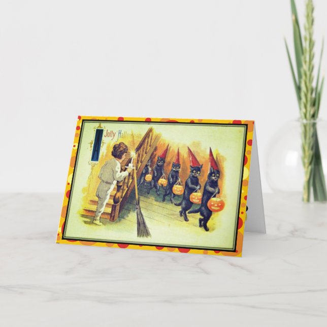 Carte Vintage d'Halloween Jolly Parade of Black Ca (Devant)