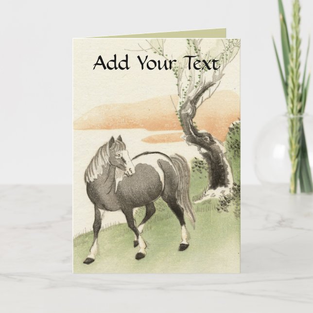 Carte Vintage d'inspiration asiatique - Cheval (Devant)