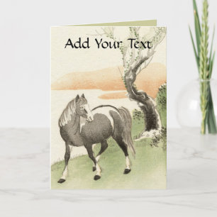 Carte Vintage d'inspiration asiatique - Cheval