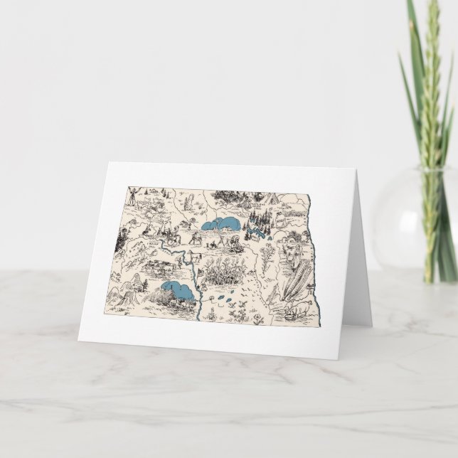 Carte Vintage du Dakota du Nord Salutation (Devant)