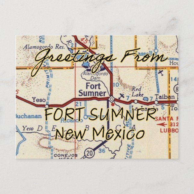 Carte Vintage du Fort Sumner NM (Devant)