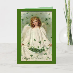 Carte vintage du jour de St Patrick d'ange de