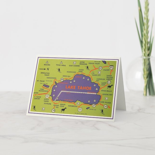 Carte vintage du lac Tahoe  (Devant)