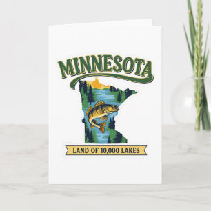 Carte vintage du Minnesota, terre des 10000 lacs