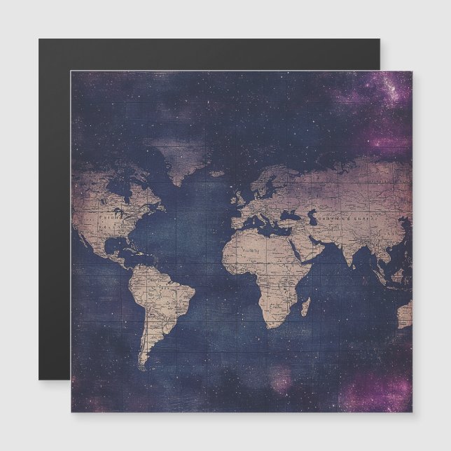 Carte vintage du monde céleste pourpre (5) (Devant / Derrière)
