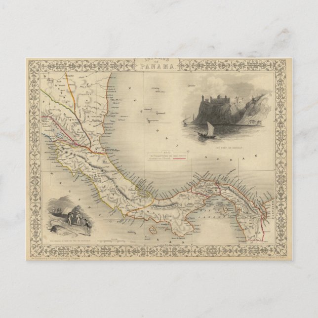 Carte vintage du Panama (1851) (Devant)