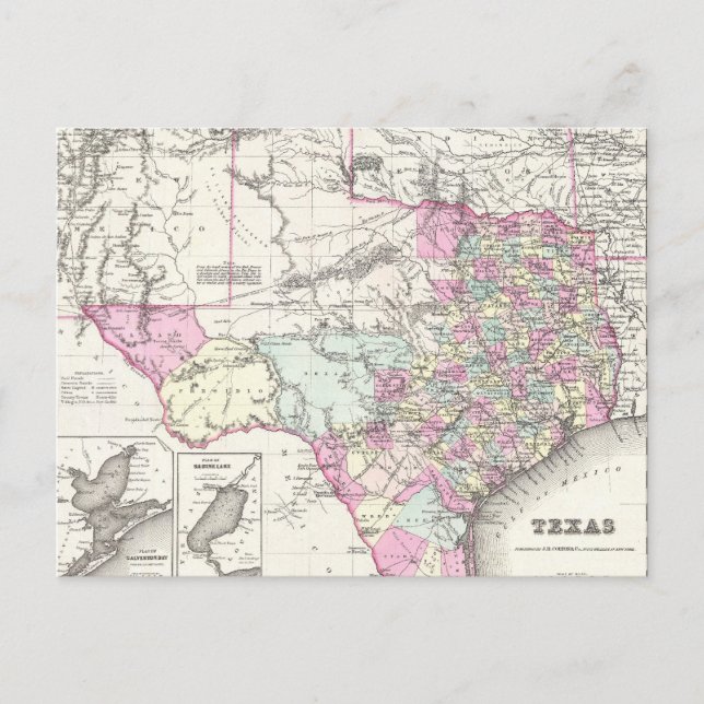 Carte vintage du Texas (1855) (Devant)