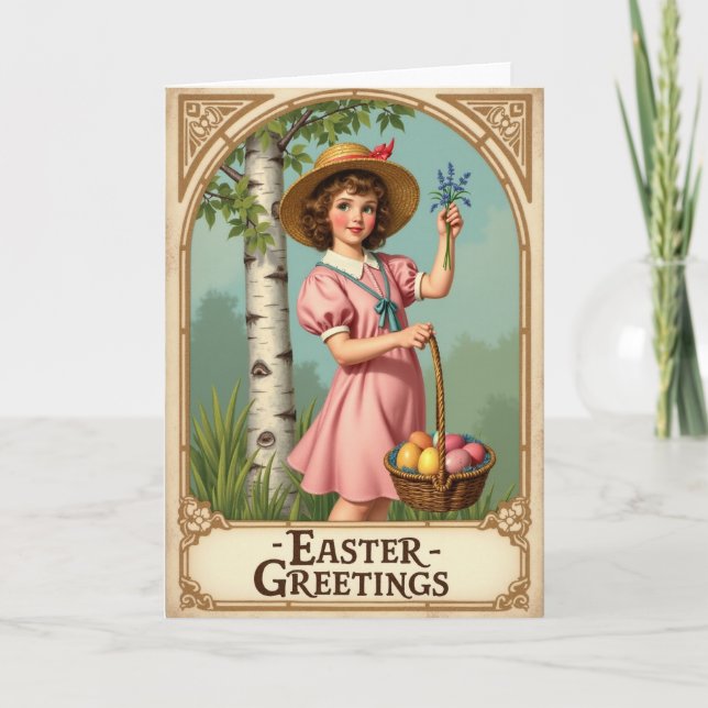 Carte Vintage Easter Greetings Card (Devant)