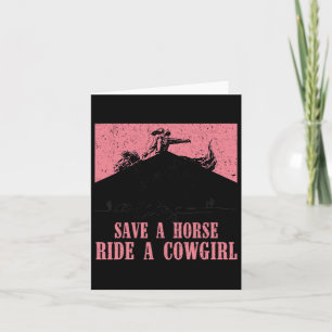 Carte Vintage Économisez Un Cheval Promenez Une Cowgirl2