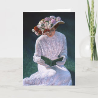 Carte Vintage Élégant Art Victorien Lecture Lady