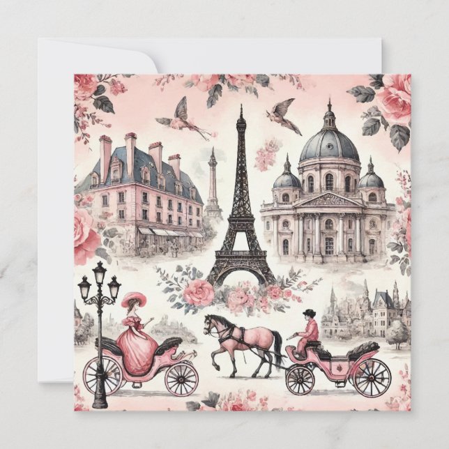 Carte vintage en carreaux rose (Devant)