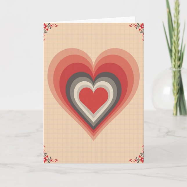Carte vintage en forme de cœur d'amour (Devant)