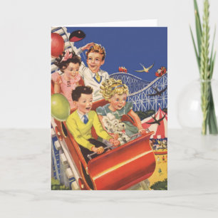 Carte Vintage Enfants Ballottes Roller Dessous de verre 