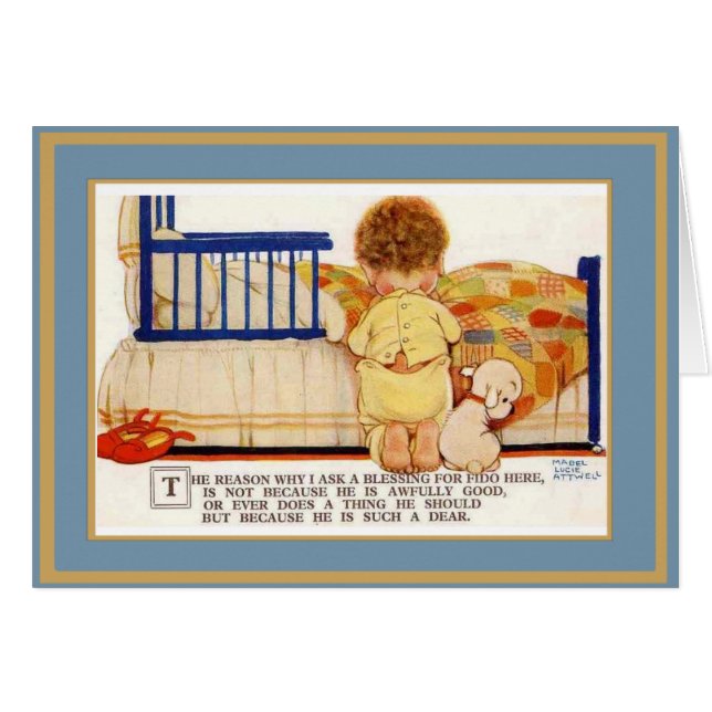 Carte vintage enfants chien (Devant horizontal)